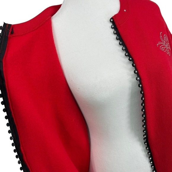 Vintage 90’s Cactus Sweatshirt Rhinestone Butterflies Full Zip Red Large - Picture 5 of 11